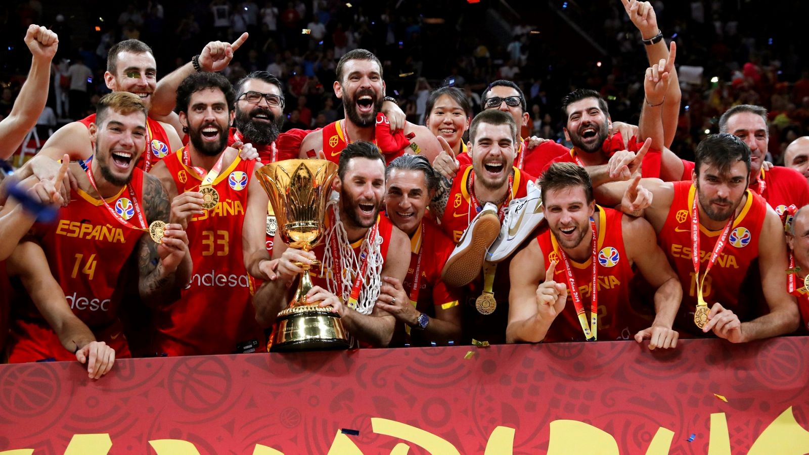 La selección española masculina de baloncesto, vigente campeona del mundo.