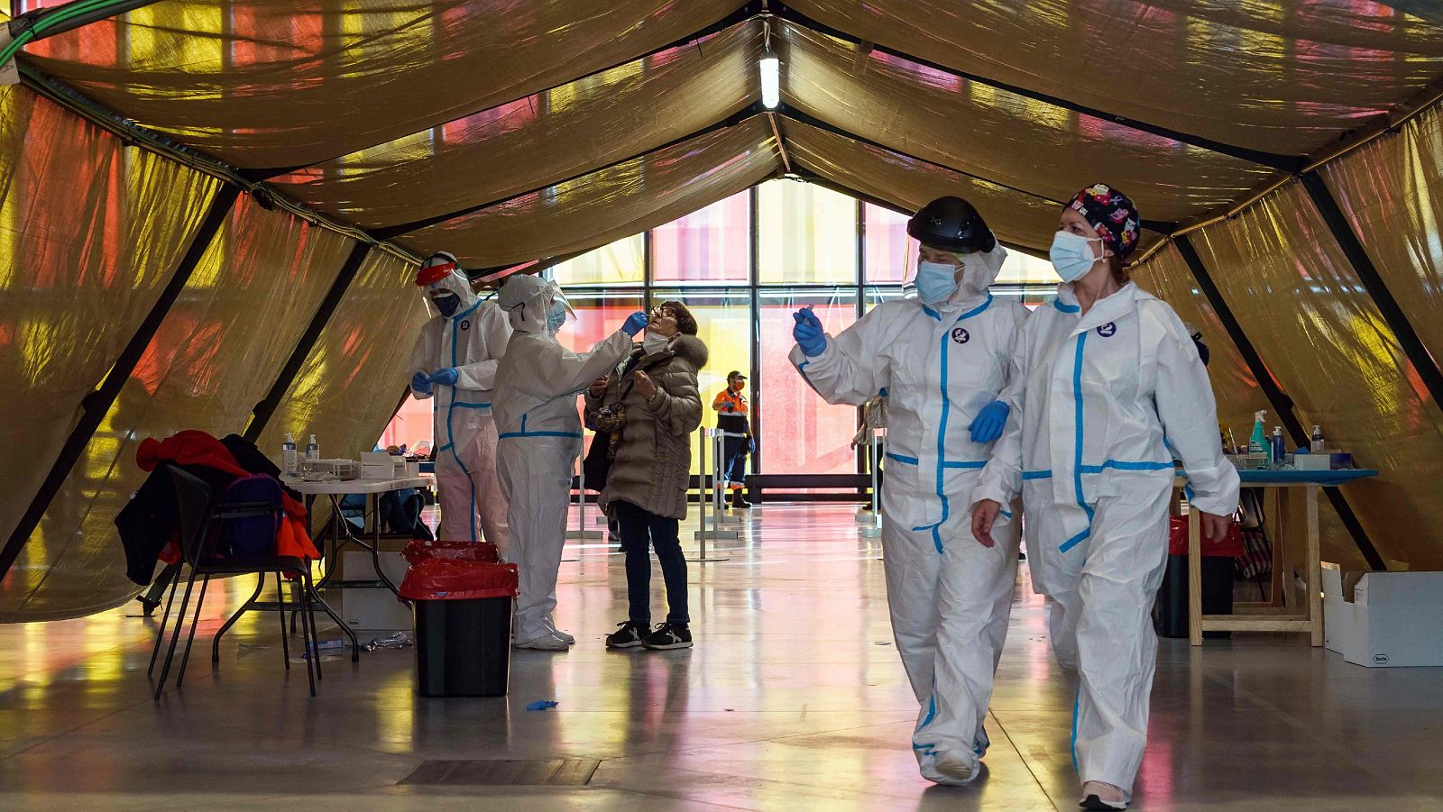 Instalación para la realización de test de antígenos de coronavirus en la ciudad de León.