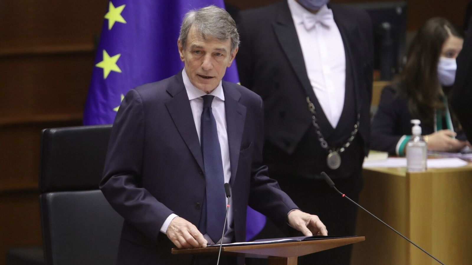El presidente del Parlamento Europeo, el italiano David Sassoli. EFE/EPA/OLIVIER HOSLET