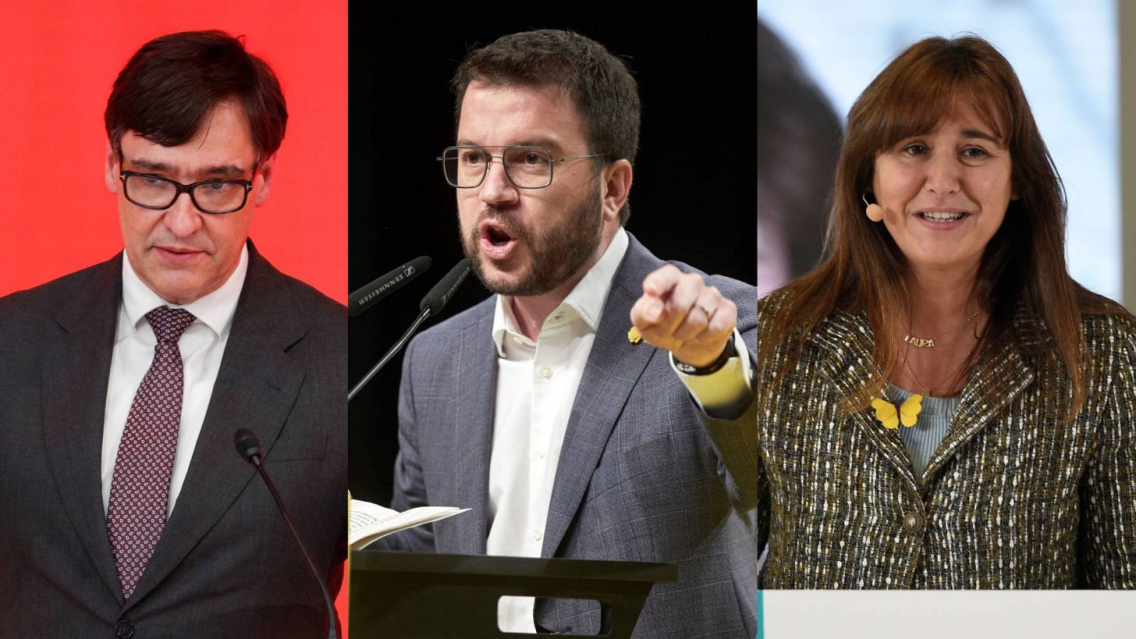 Los candidatos a las elecciones catalanas del 14F del PSC, ERC y JxCat