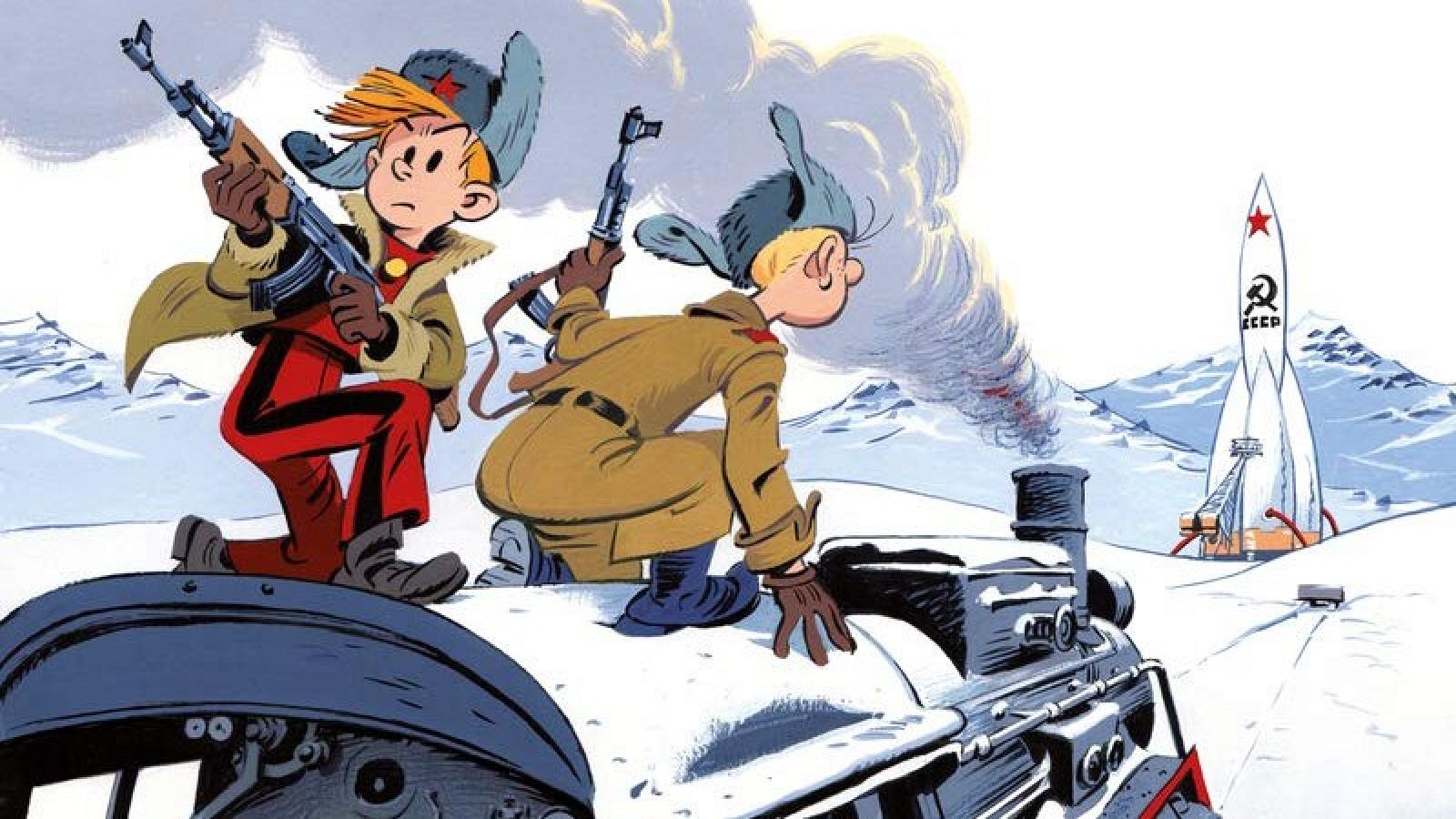 Detalle de la portada de 'Spirou y los soviets'