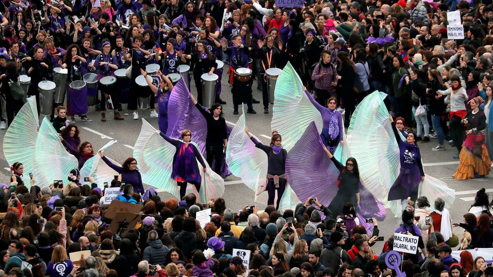 Fotografía de la marcha que recorrió Madrid en 2020 por el Día de la Mujer.
