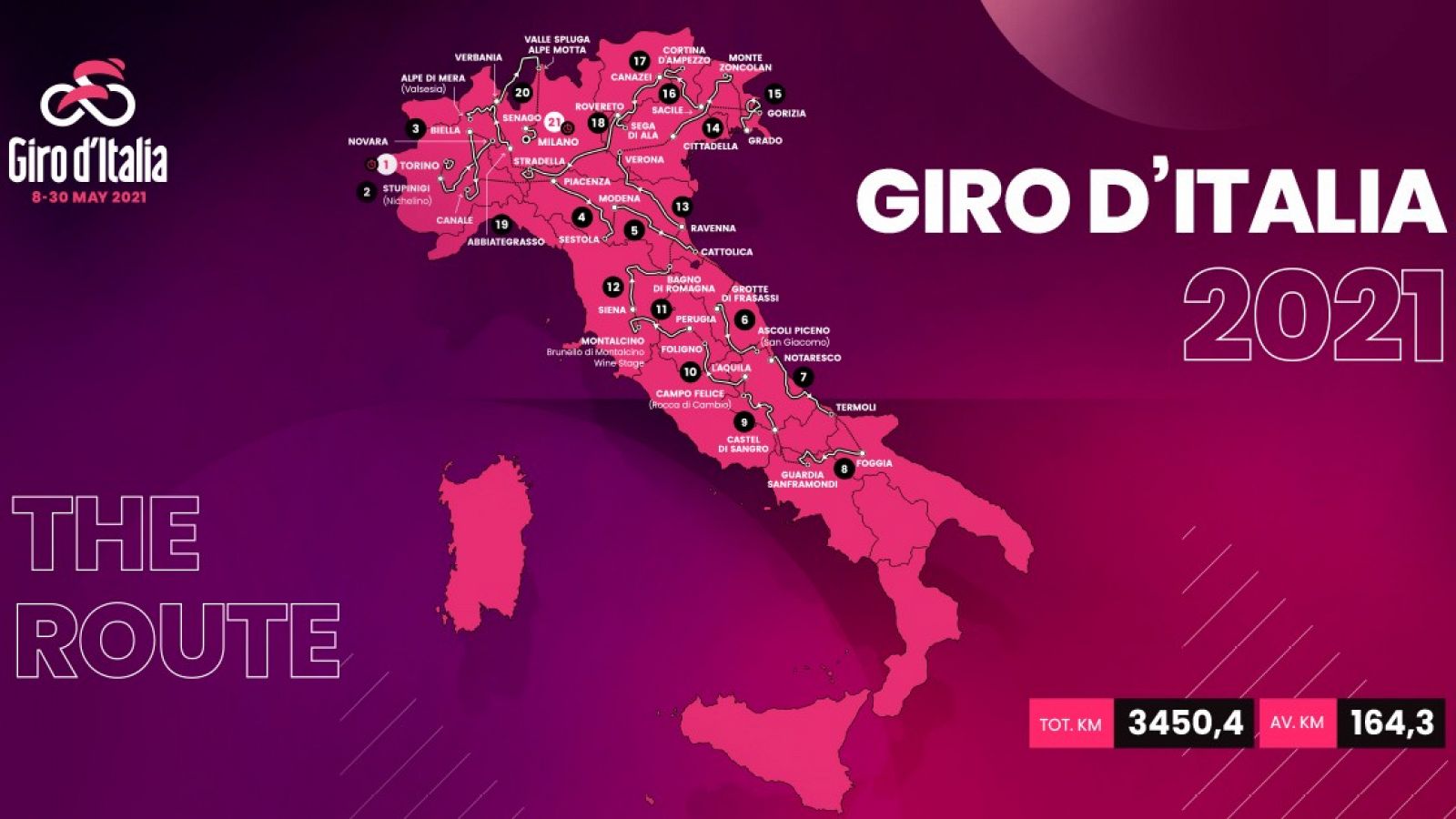 Recorrido oficial del Giro de Italia 2021