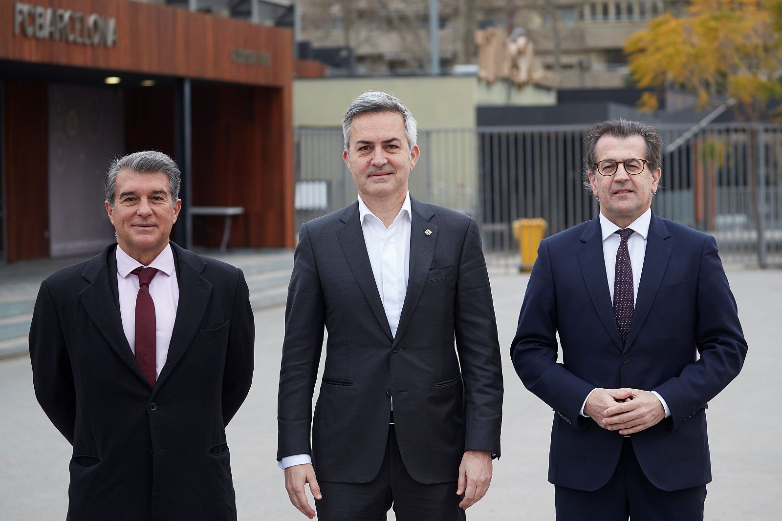 Imatge d'arxiu dels tres candidats a les eleccions del Barça, Joan Laporta, Víctor Font i Toni Freixa