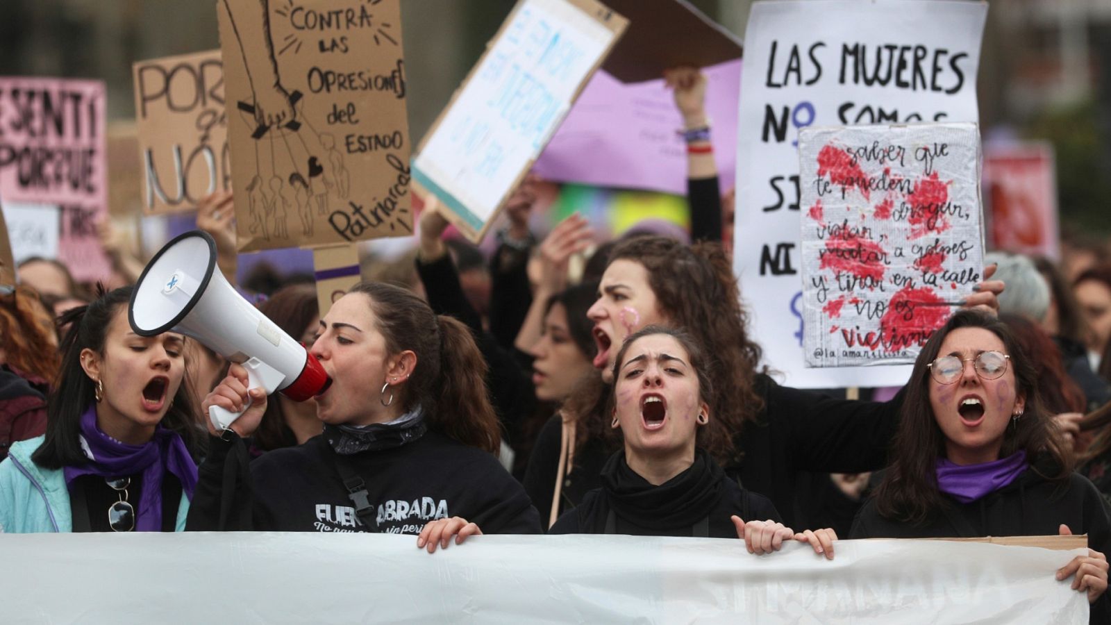 Participantes de la manifestación celebrada en Madrid el 8 de marzo de 2020. 