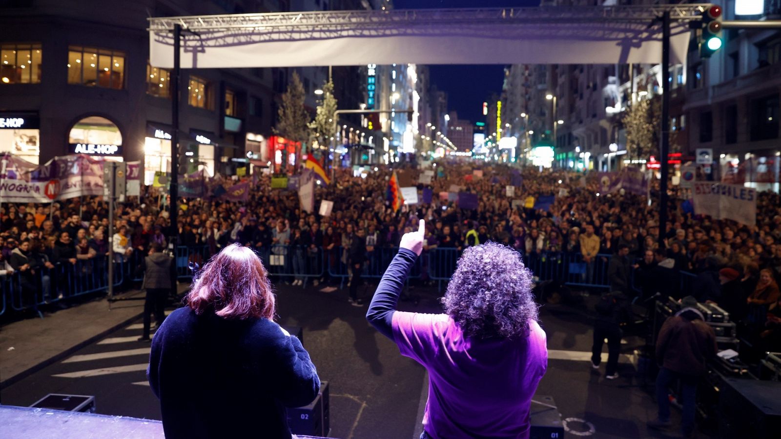 Integrantes de la Comisión 8M, al término de la manifestación celebrada el pasado año en Madrid.