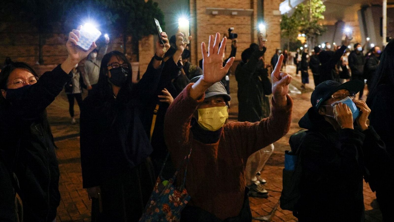 Protesta de activistas prodemocráticos en Hong Kong durante este jueves