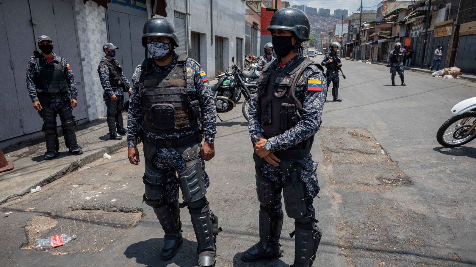 Miembros de la Policía Nacional Bolivariana en Caracas, Venezuela