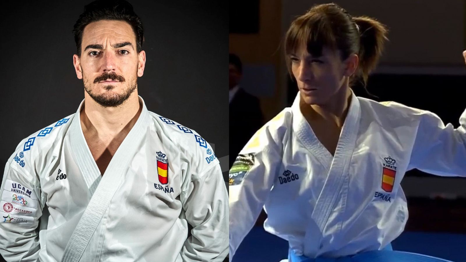 Los karatecas españoles Damián Quintero y Sandra Sánchez.