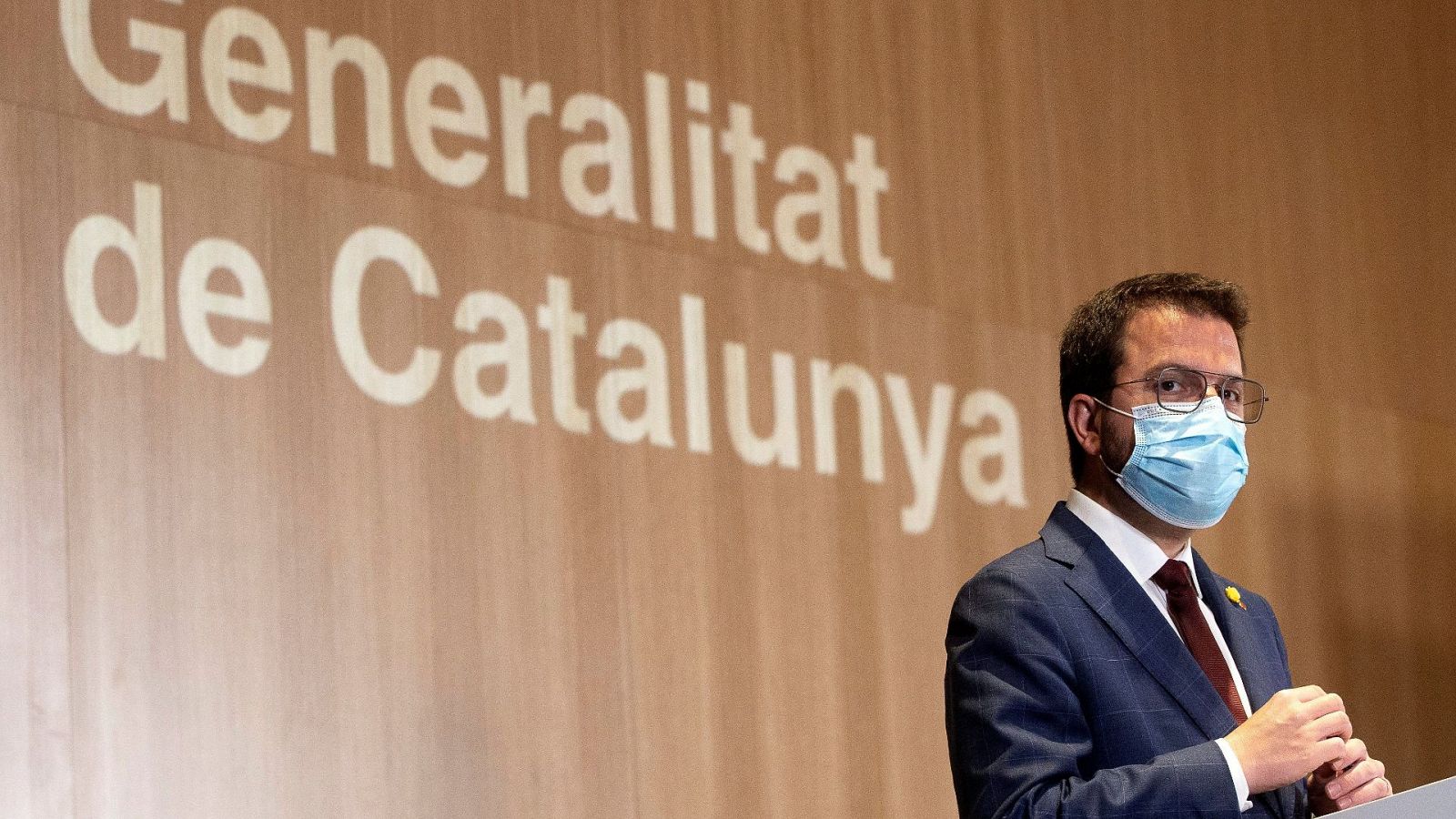 El vicepresidente de la Generalitat en funciones, Pere Aragonès, durante una rueda de prensa