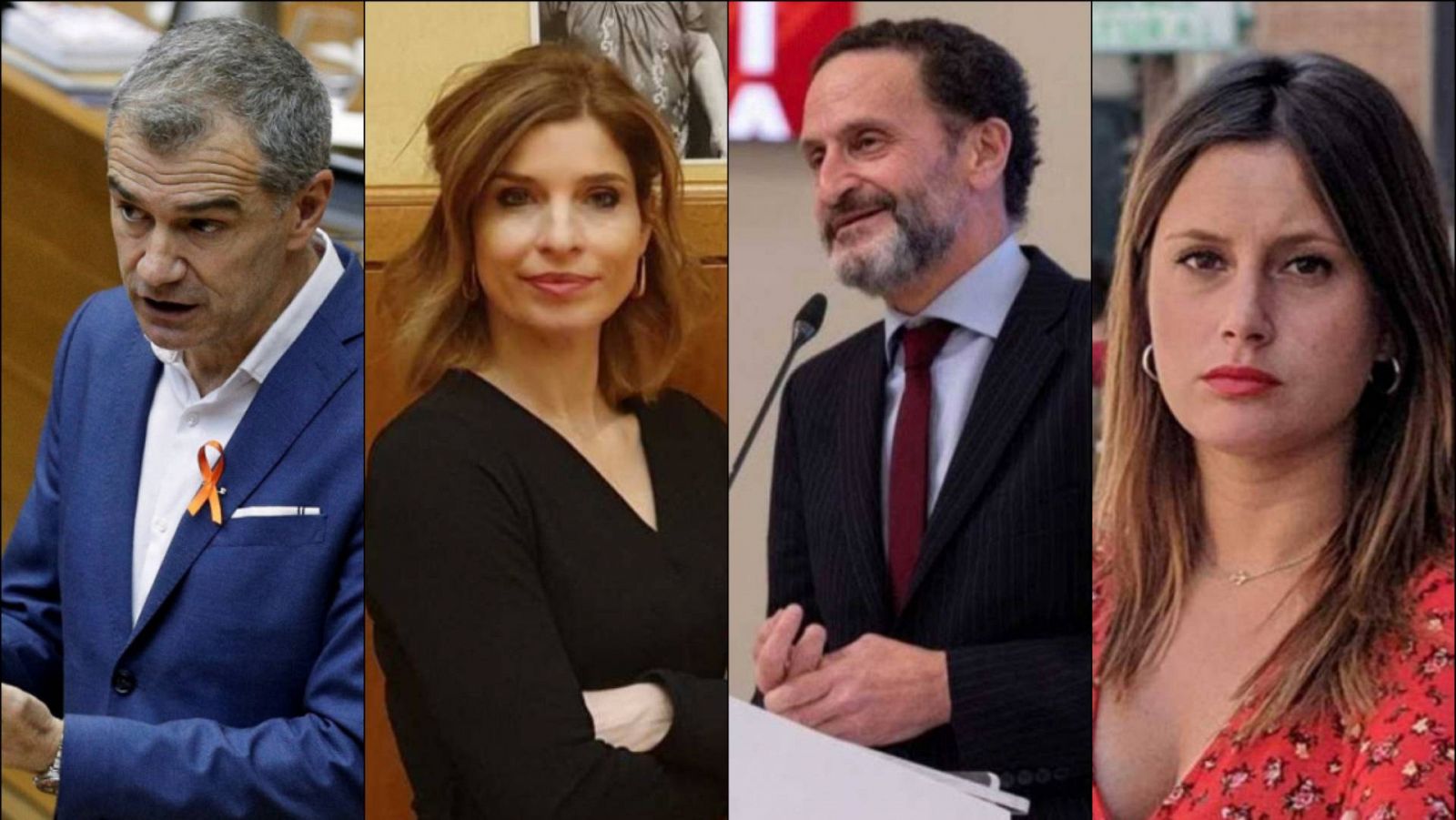 Toni Cantó (PP), Hana Jalloul (PSOE), Edmundo Bal (Cs) y Alejandra Jacinto (Podemos)