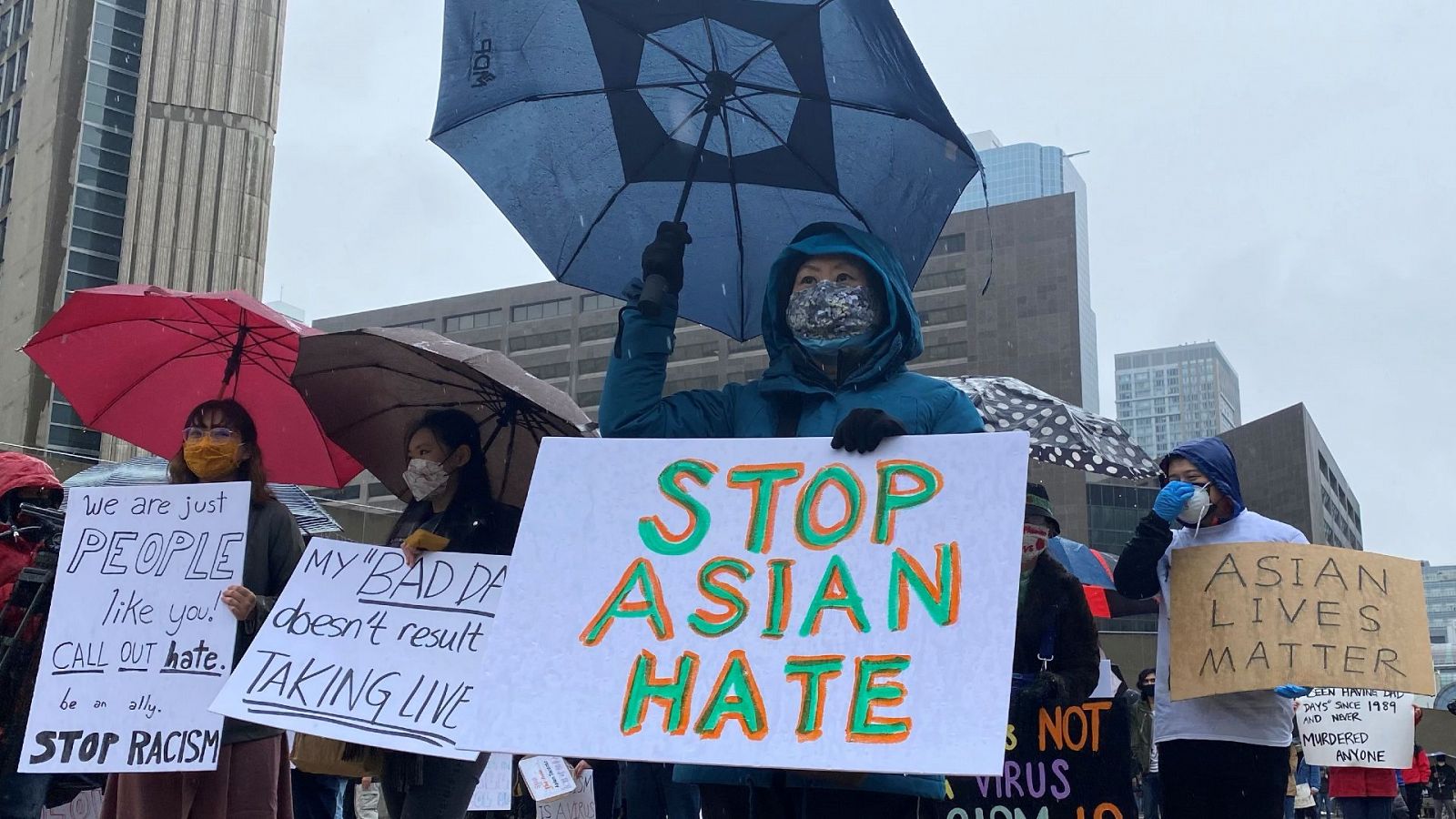 Protestas contra los delitos de odio y el racismo contra asiáticos