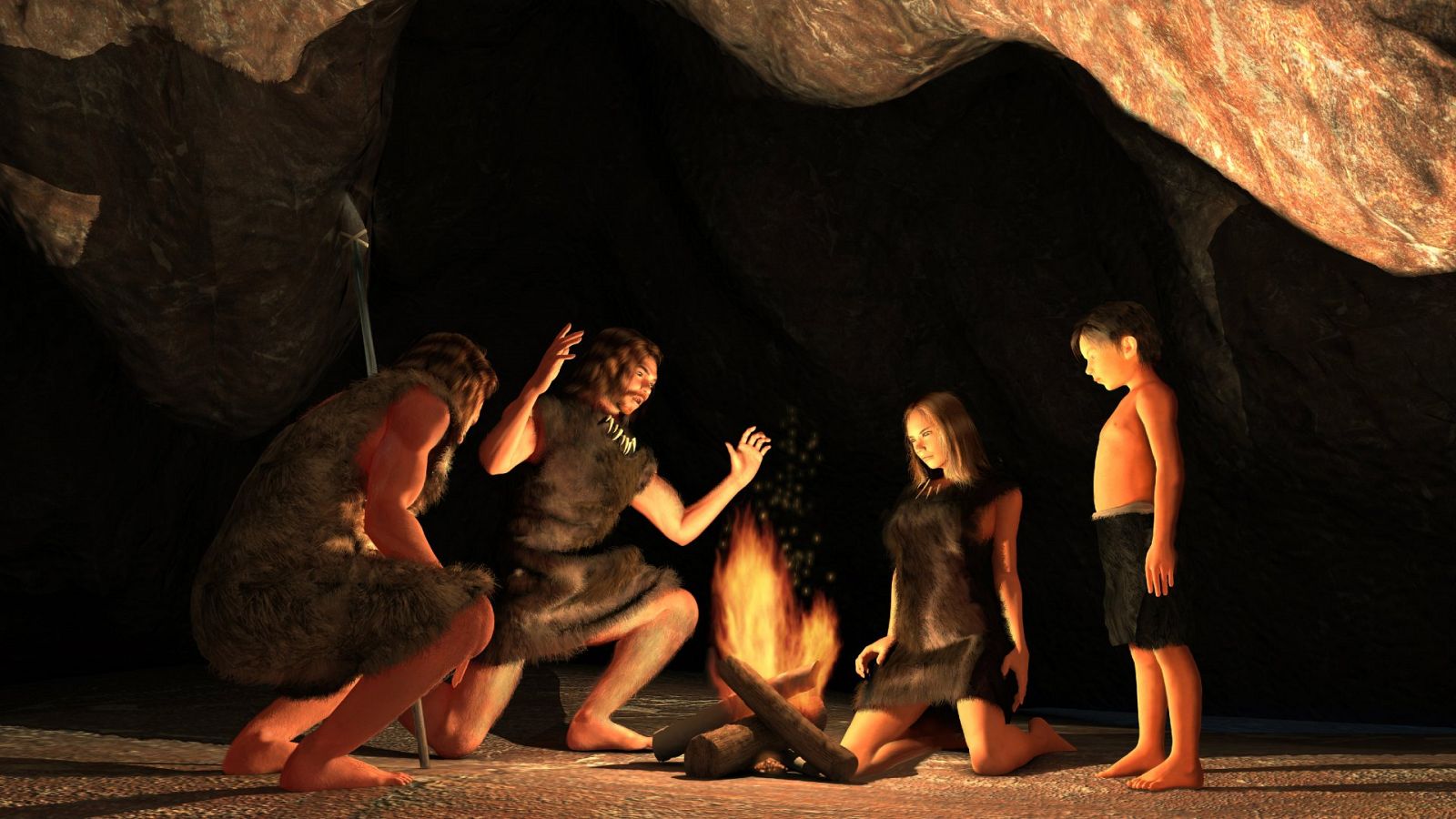Recreación vida prehistórica en una cueva