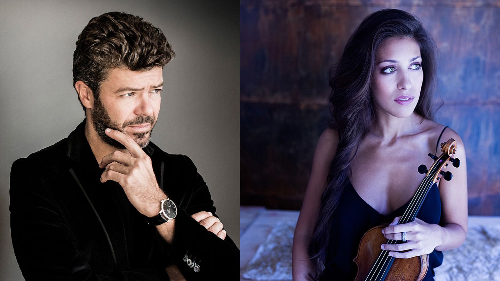 El maestro Pablo Heras-Casado y la violinista Leticia Moreno