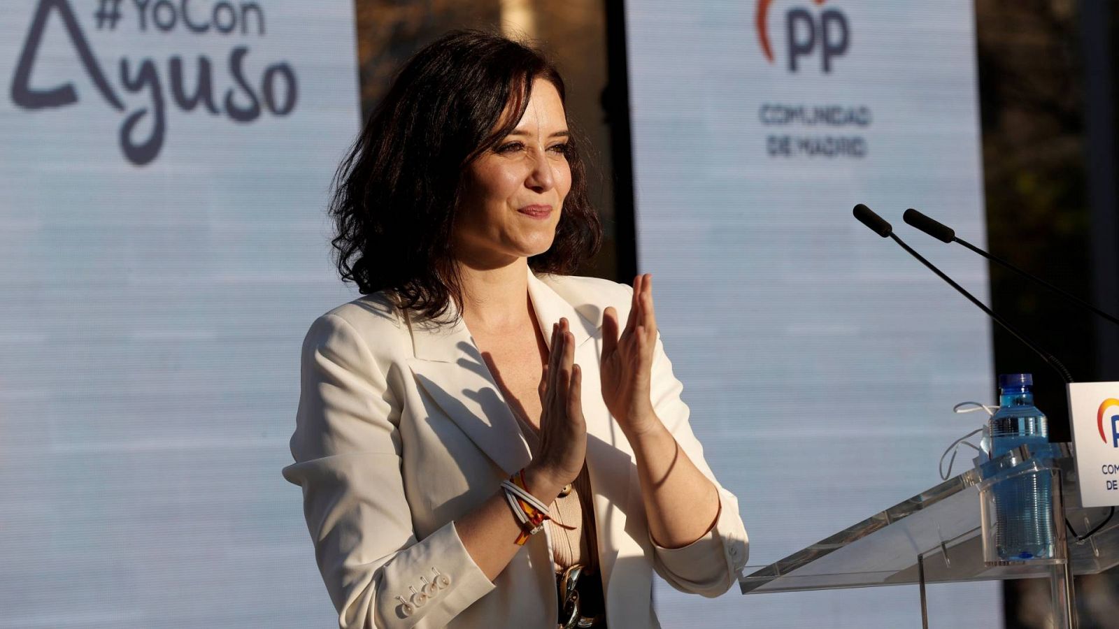 La candidata a la presidencia de la Comunidad de Madrid, Isabel Díaz Ayuso, durante el acto de inicio de campaña