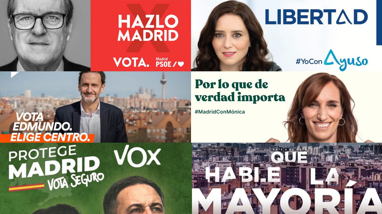 Los carteles y lemas de la campaña de las elecciones del 4M en Madrid