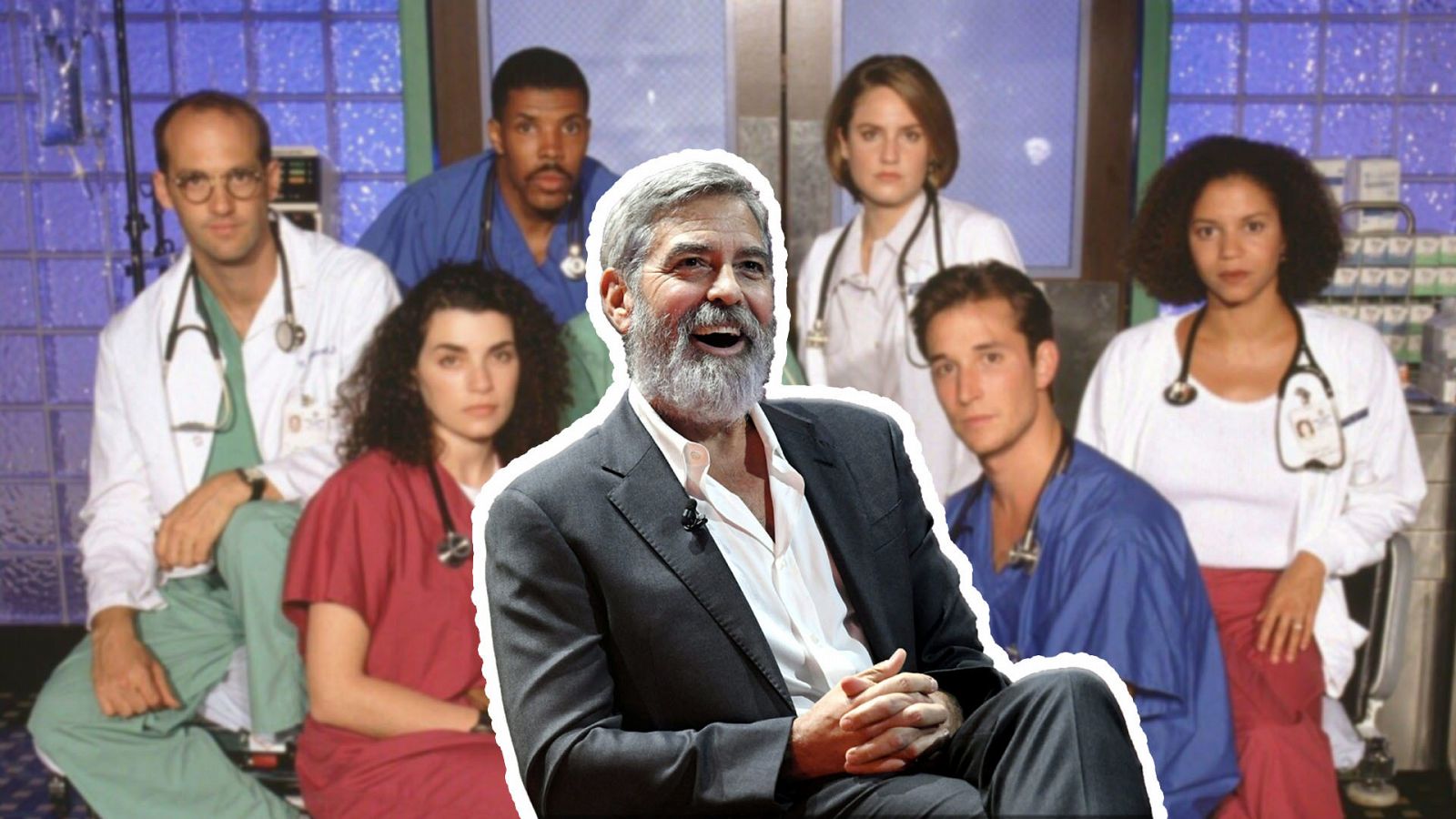 George Clooney y el resto de actores de la serie 'Urgencias'