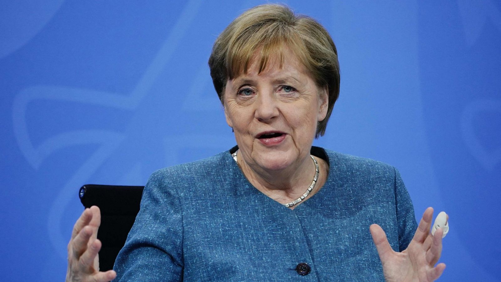 La canciller alemana Angela Merkel una rueda de prensa