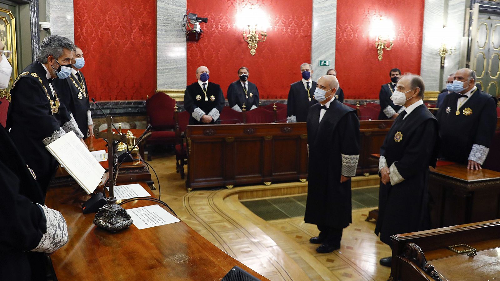 El presidente del Tribunal Supremo y del CGPJ, Carlos Lesmes, preside el acto de toma de posesión de varios magistrados de la Sala Segunda del Supremo.