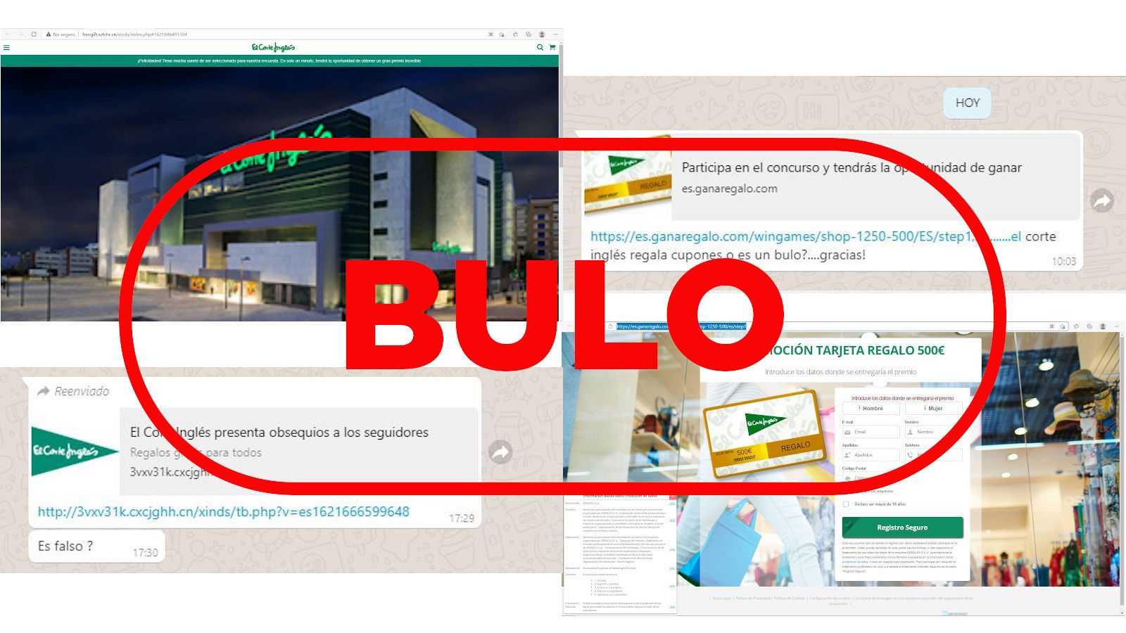 Estos phishing usurpan la identidad de El Corte Inglés con sello de Bulo puesto por VerificaRTVE