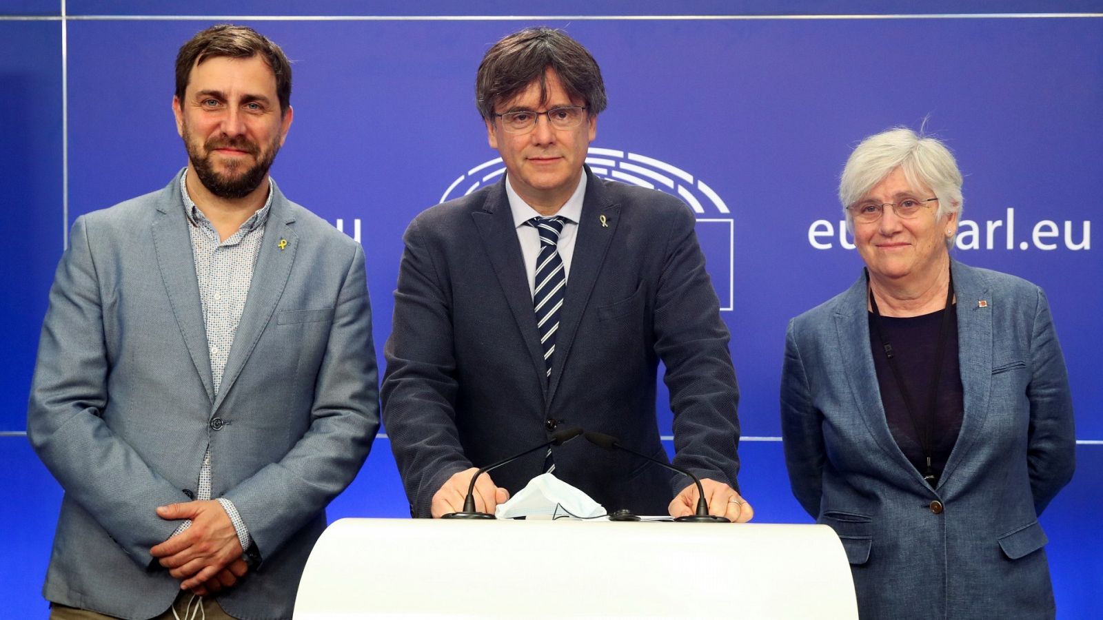 Carles Puigdemont, Toni Comín y Clara Ponsatí