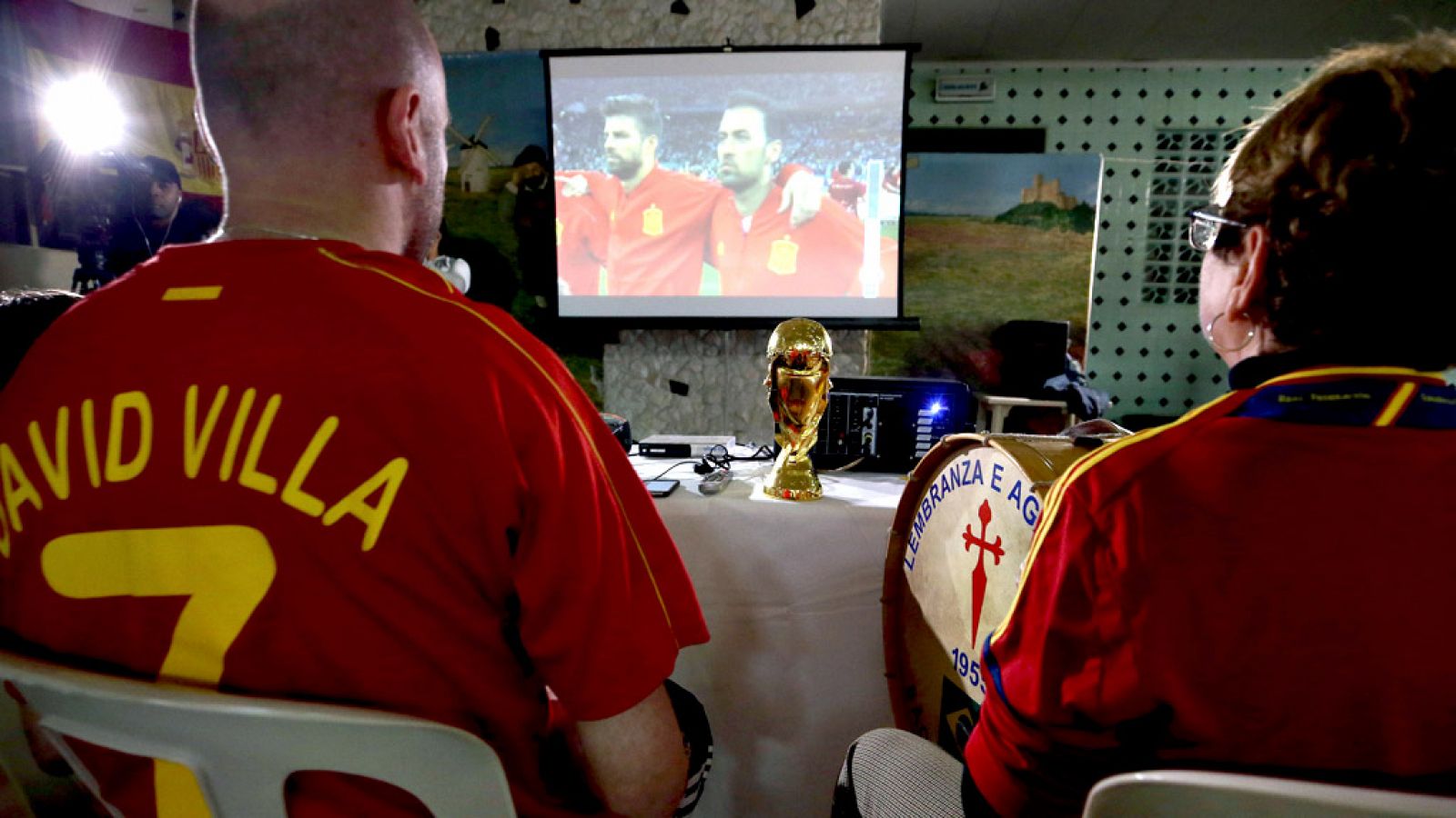 Dos espectadores españoles observan un partido en la última Eurocopa