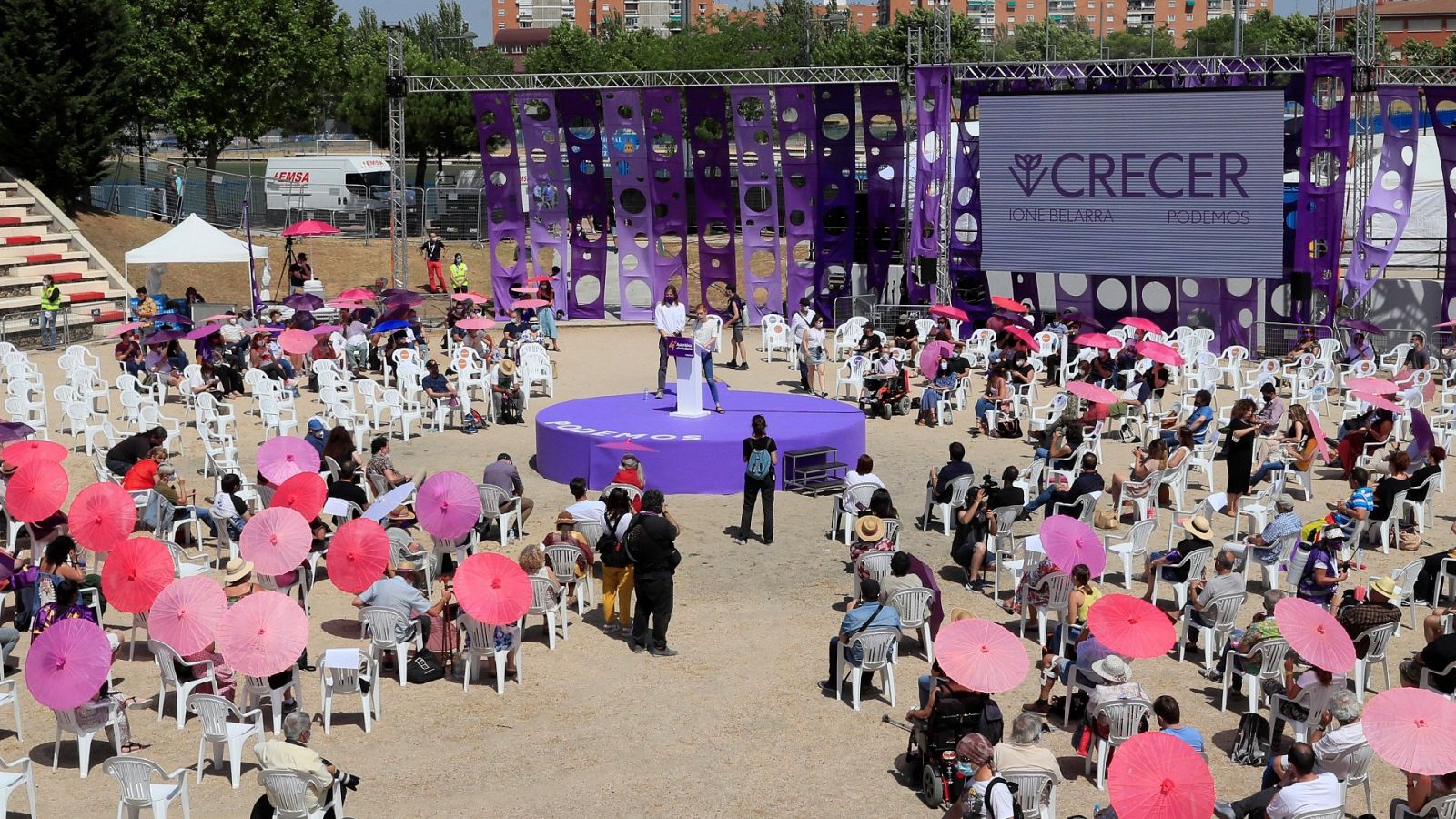 Celebración de la IV Asamblea de Podemos este sábado en la localidad madrileña de Alcorcón.