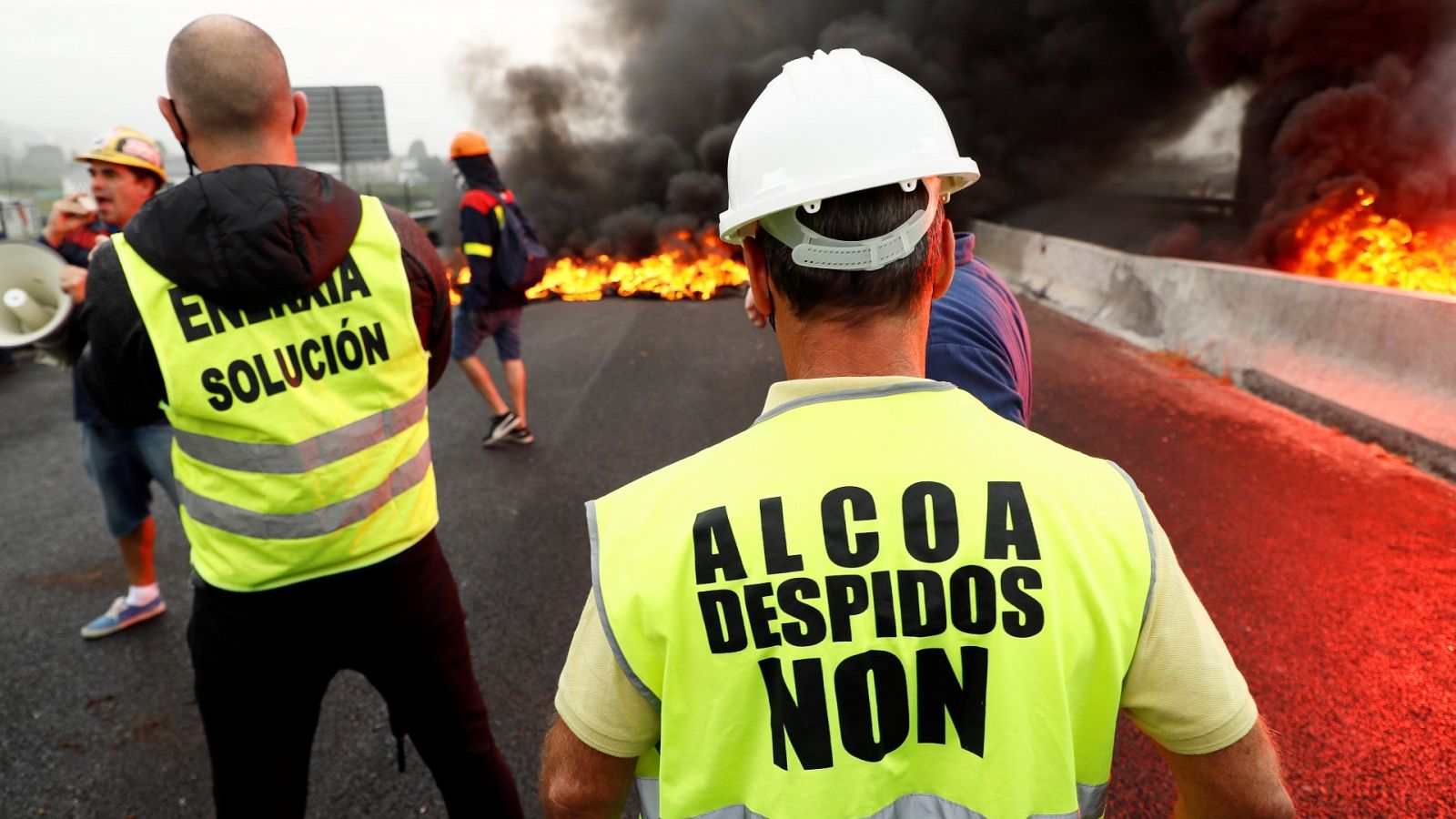 Trabajadores de Alcoa en Lugo protestan en 2020 contra los despidos de la empresa