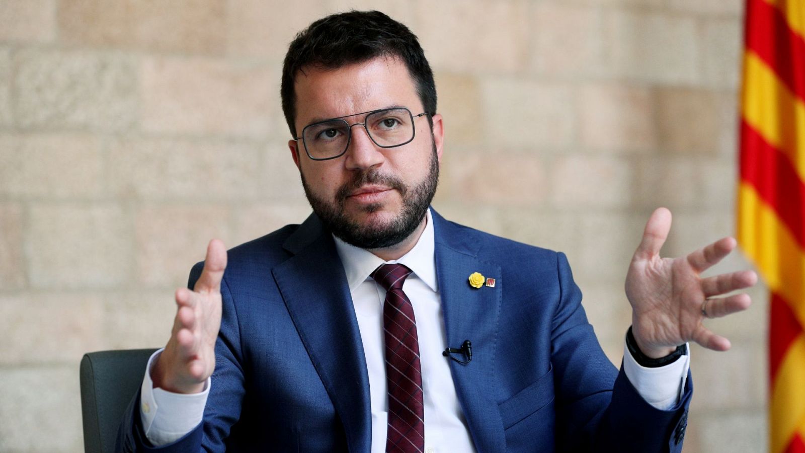 El presidente de la Generalitat, Pere Aragonès, en el Palau de la Generalitat