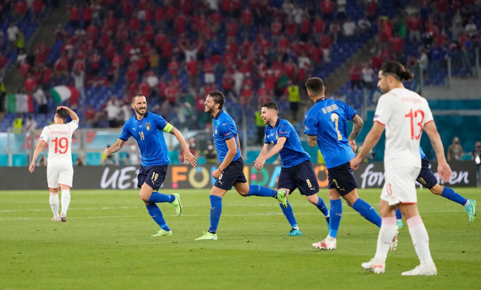 Imagen del partido Italia-Suiza de la Eurocopa 2020