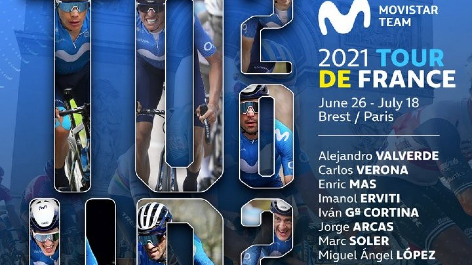Equipo Movistar para el Tour de Francia 2021.
