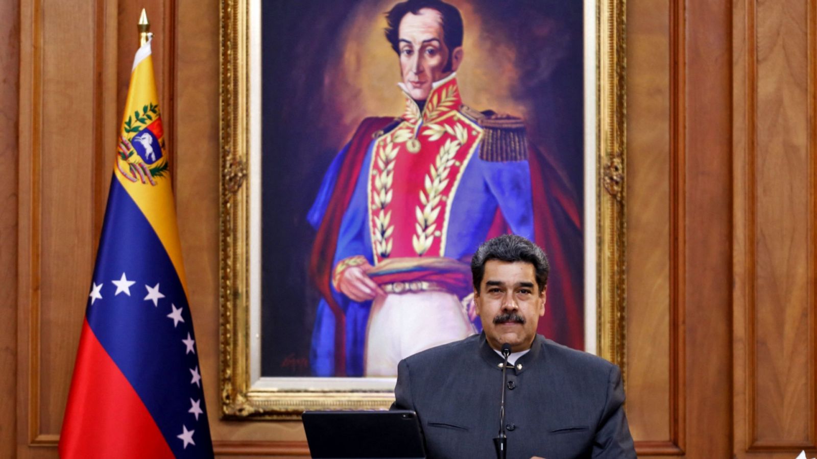 Una imagen del presidente de Venezuela, Nicolás Maduro, durante una rueda de prensa en Caracas.