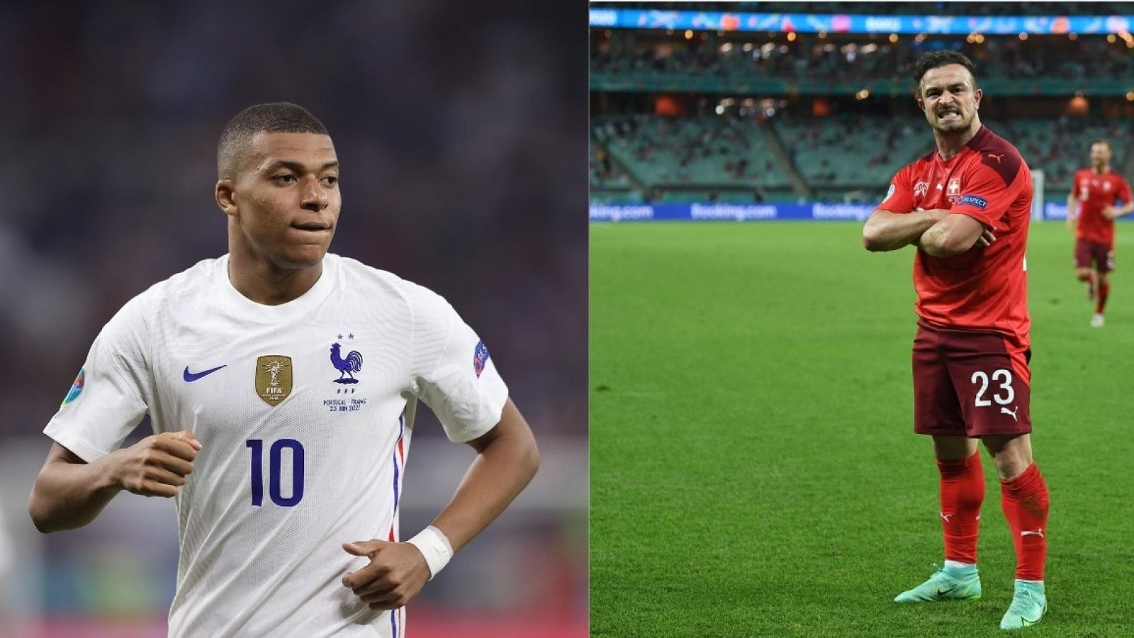 Imagen de Mbappé (Francia) y Shaqiri (Suiza)