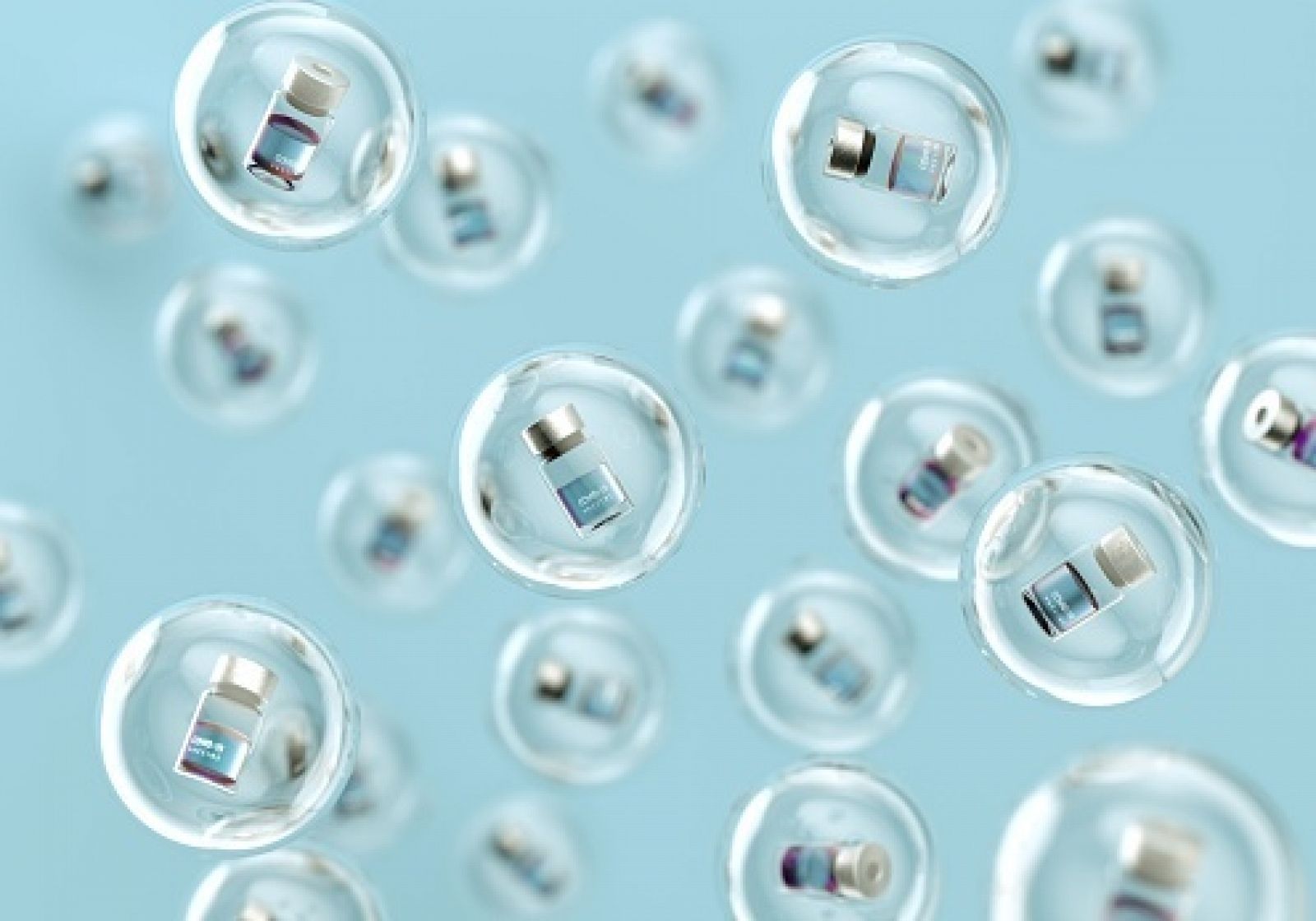 Imagen de generación digital con dosis de la vacuna contra el coronavirus dentro de burbujas