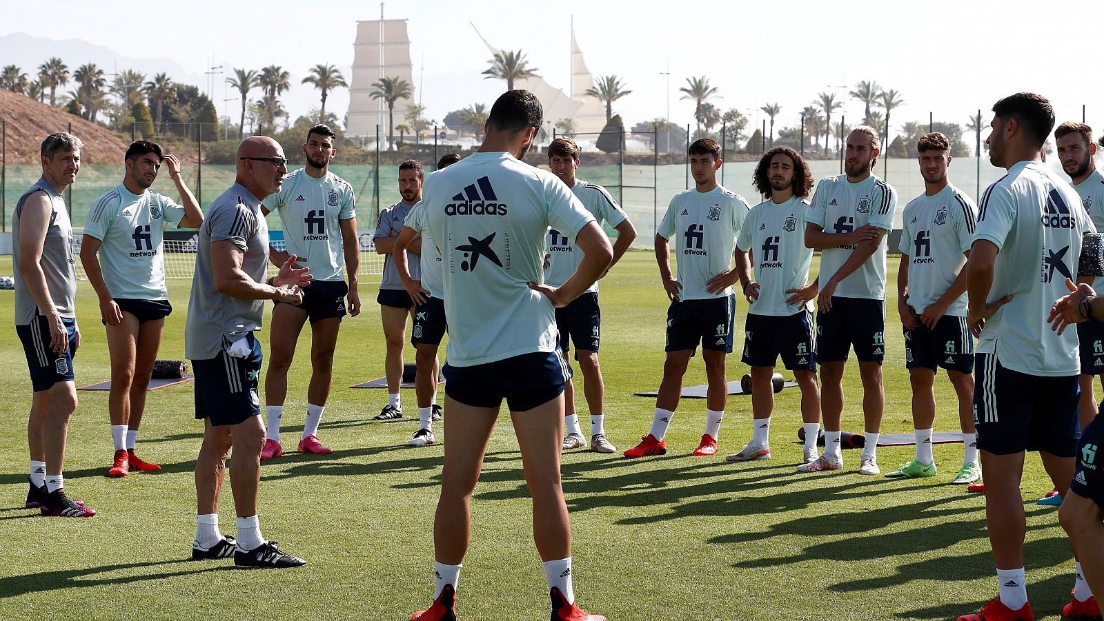La Selección Española durante un entrenamiento