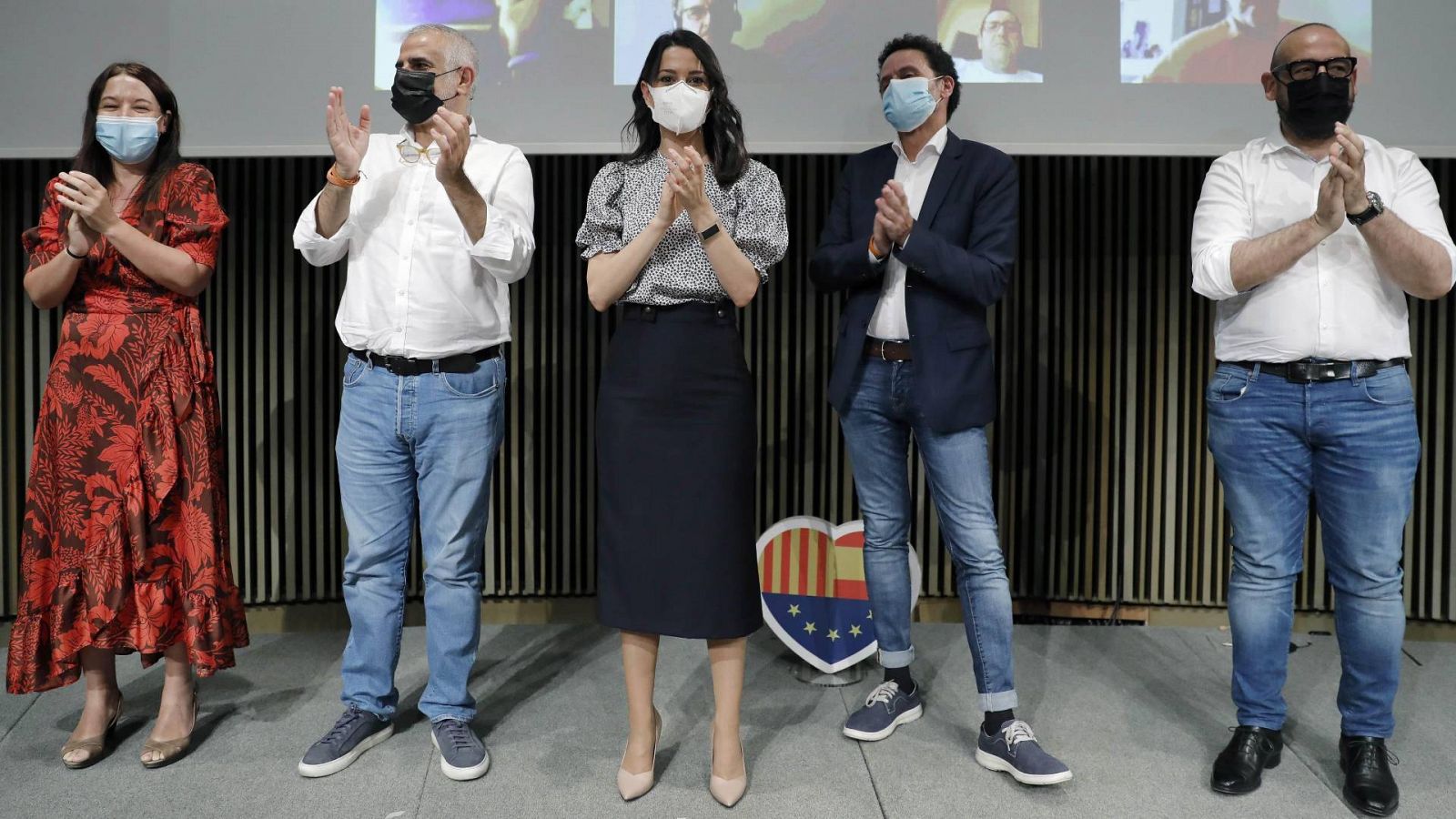 Varios dirigentes de Ciudadanos durante un acto en Barcelona con motivo de sus 15 años como formación política