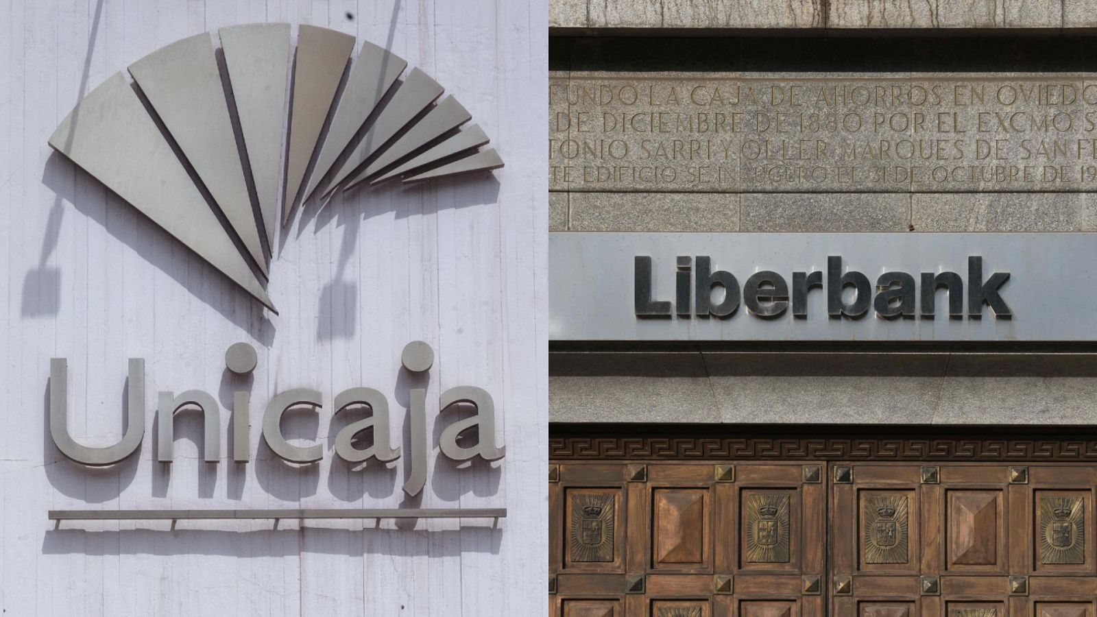 Rótulos de Unicaja y Liberbank