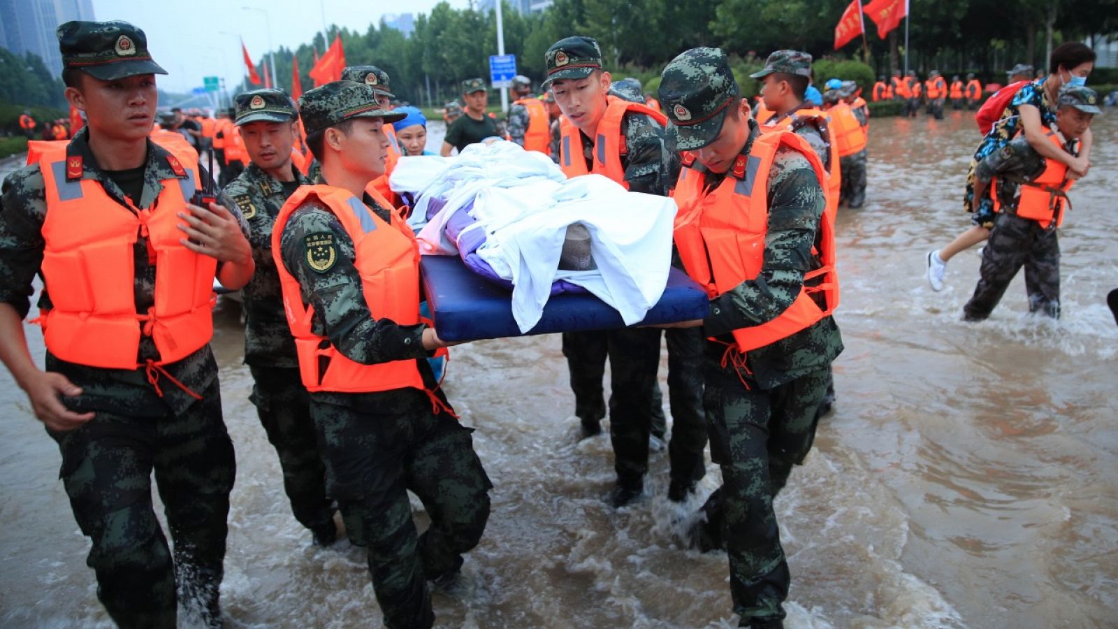 Evacuación en Zhengzhou el 22 de julio