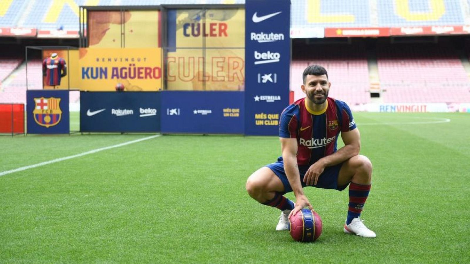 Agüero, en su presentación como jugador del FC Barcelona