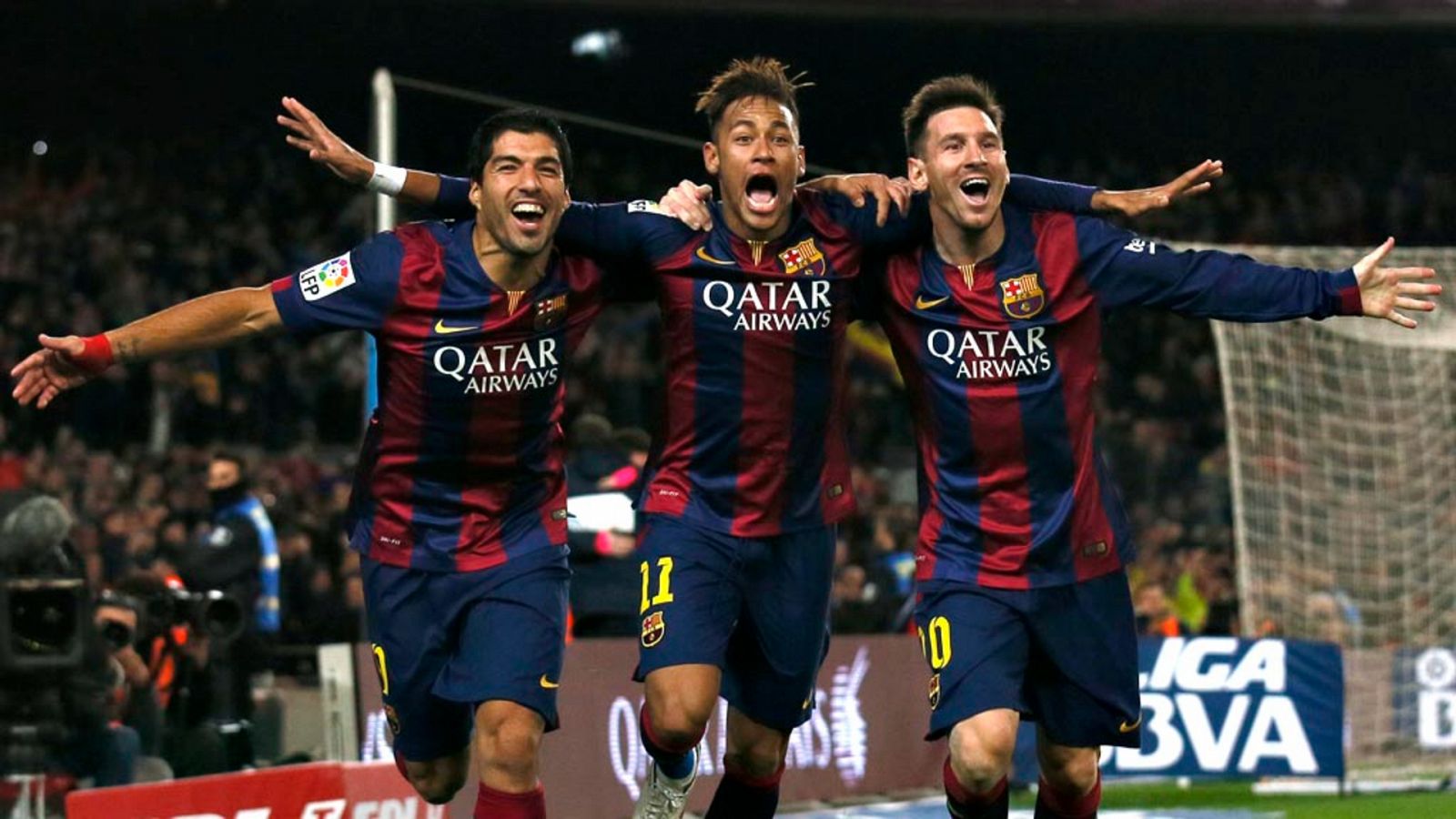 Luis Suárez (i), Neymar (c) y Lionel Messi (d), en su época en el FC Barcelona
