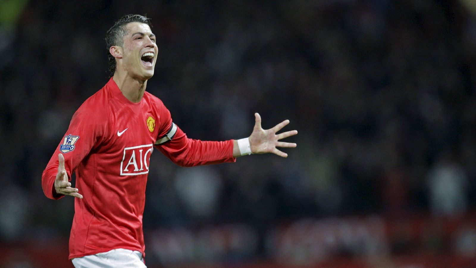 Cristiano Ronaldo, durante un encuentro con el Manchester United en 2008