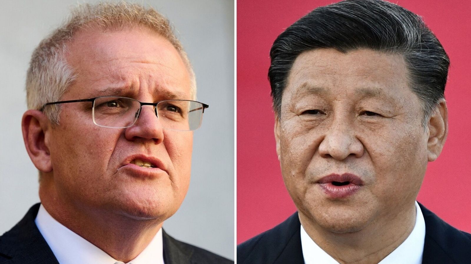El primer ministro australiano, Scott Morrison (izquierda) y el presidente chino, Xi Jinping. Foto: Afp