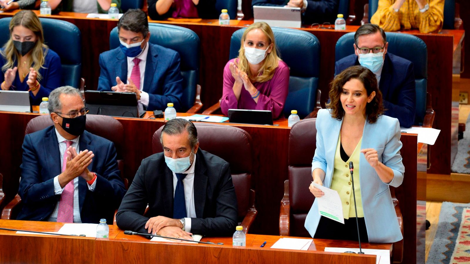 La presidenta de la Comunidad de Madrid Isabel Díaz Ayuso, durante el primer pleno de la Asamblea