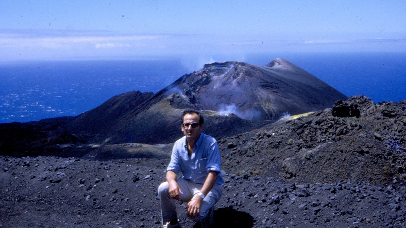 Ovidio Cordero, en la erupción del Teneguía de 1971