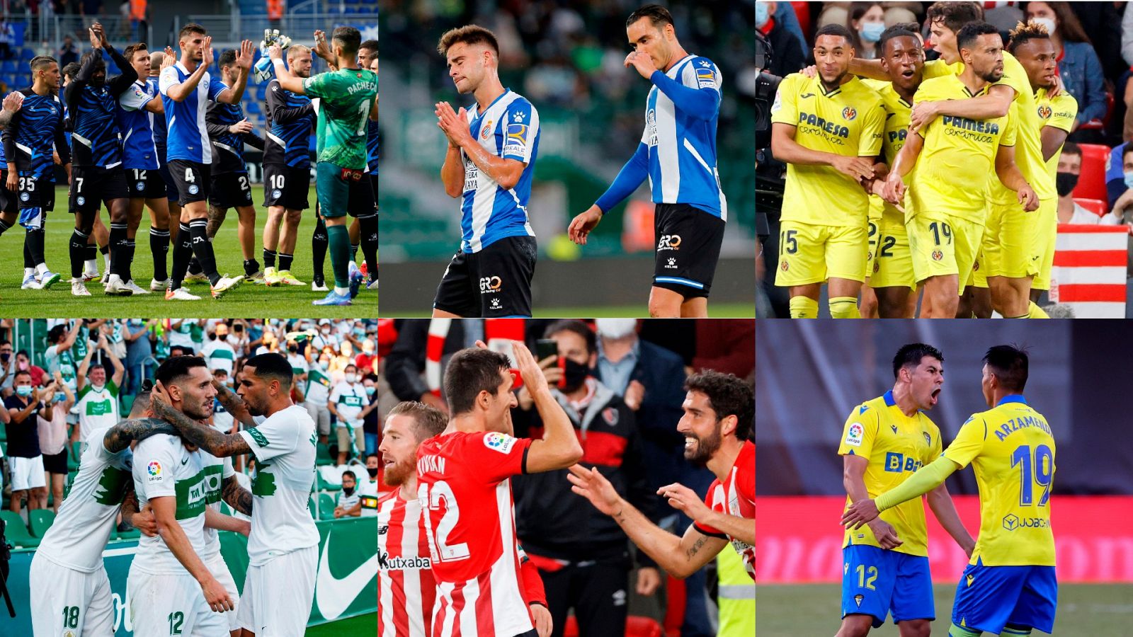 La jornada 11 de Liga se abre este martes con el Alavés - Elche, Espanyol - Athletic y Villarreal - Cádiz.