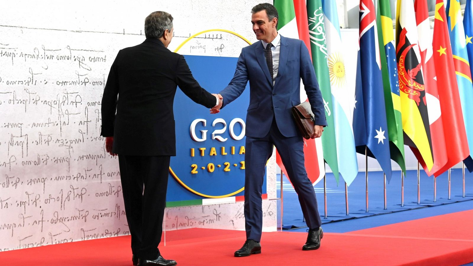 Pedro Sánchez a la llegada del G20 en Roma