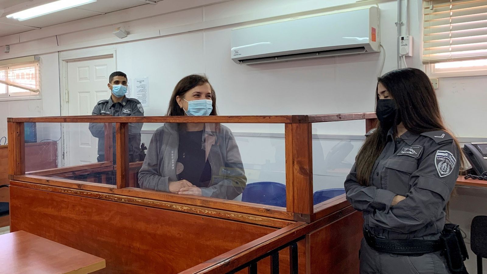 Juana Ruiz durante su comparecencia ante un tribunal militar israelí
