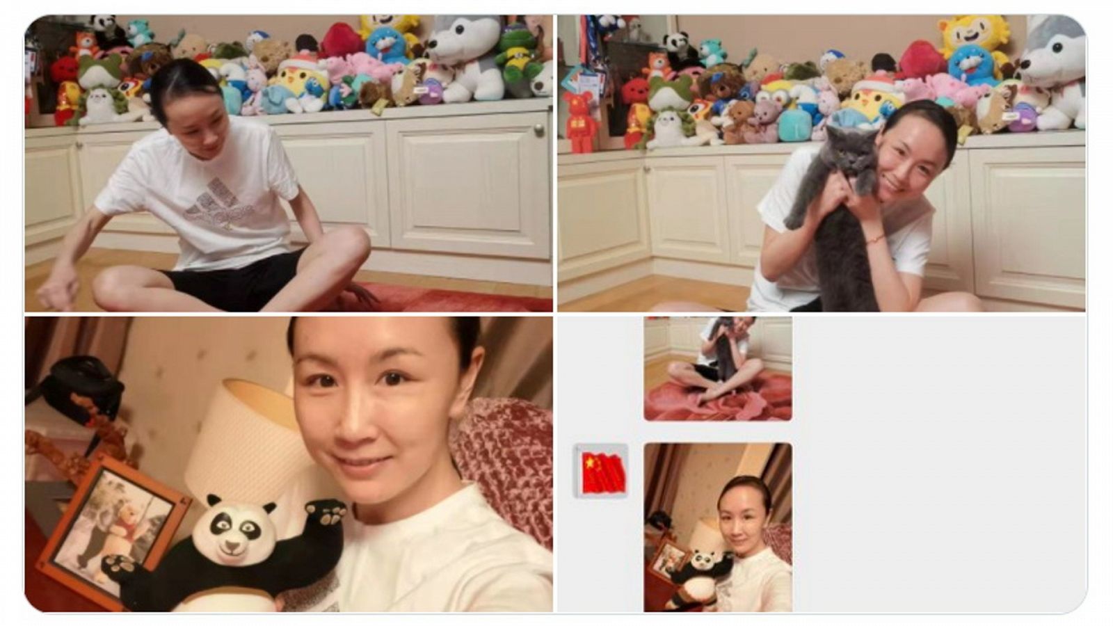 Supuestas imágenes de la tenista Peng Shuai publicadas en las redes sociales por un periodista afiliado al Gobierno chino.