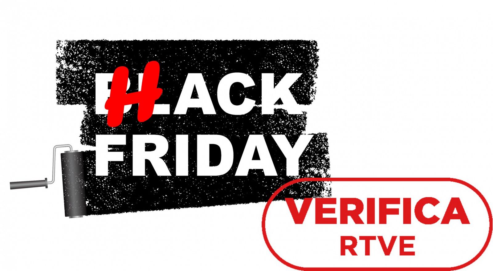 Letras de Black Friday con las letras BL substituidas por una H para crear "Hack Friday", Sello VerificaRTVE