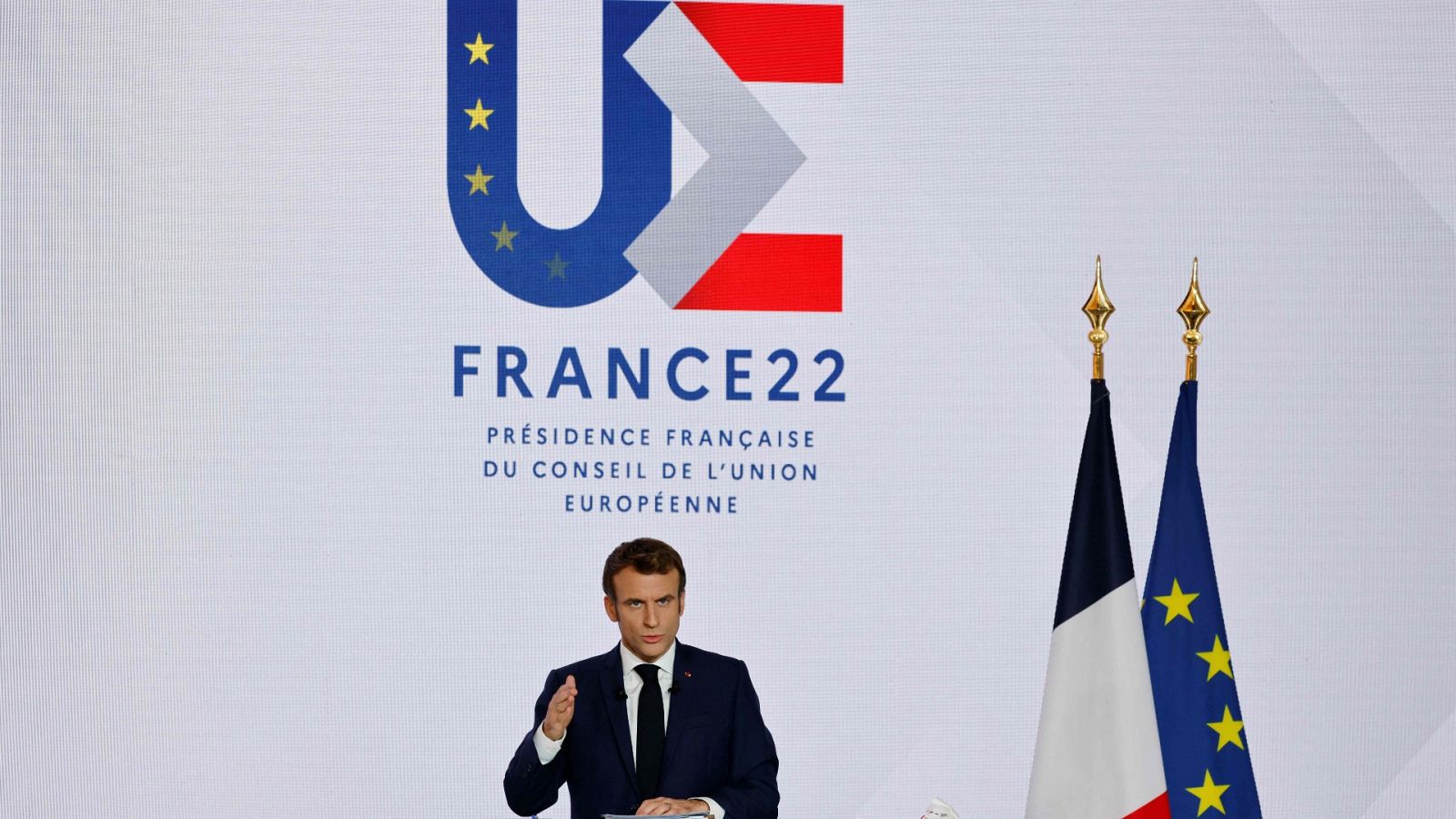 Emmanuel Macron durante la rueda de prensa de presentación